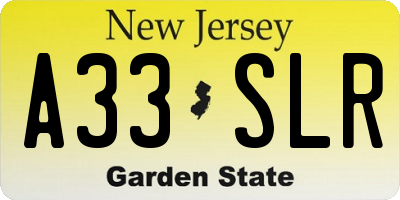 NJ license plate A33SLR
