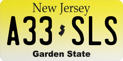 NJ license plate A33SLS