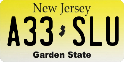 NJ license plate A33SLU