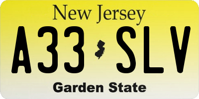 NJ license plate A33SLV