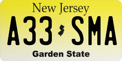 NJ license plate A33SMA