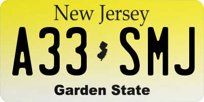NJ license plate A33SMJ