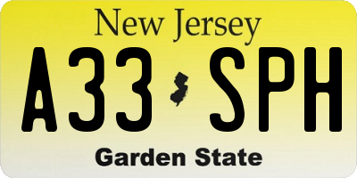 NJ license plate A33SPH