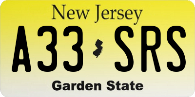 NJ license plate A33SRS