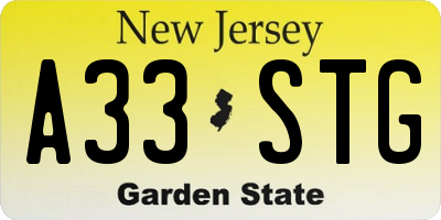 NJ license plate A33STG