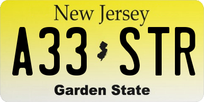 NJ license plate A33STR