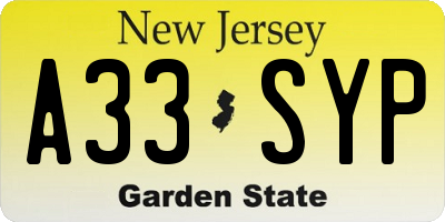 NJ license plate A33SYP