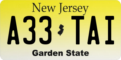 NJ license plate A33TAI
