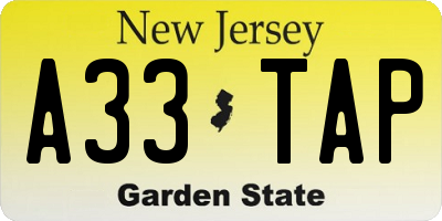NJ license plate A33TAP
