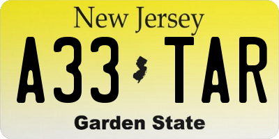 NJ license plate A33TAR
