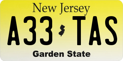 NJ license plate A33TAS