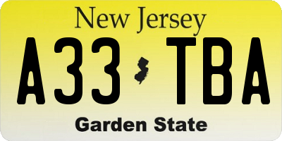 NJ license plate A33TBA