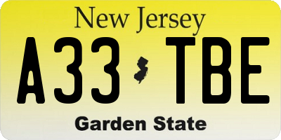 NJ license plate A33TBE