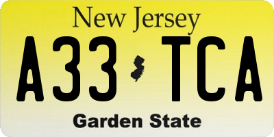 NJ license plate A33TCA