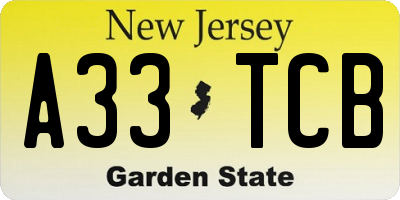 NJ license plate A33TCB