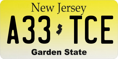 NJ license plate A33TCE