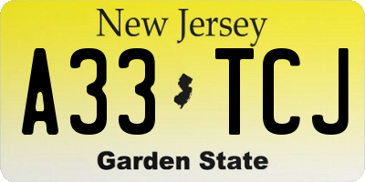 NJ license plate A33TCJ