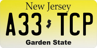 NJ license plate A33TCP