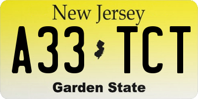 NJ license plate A33TCT