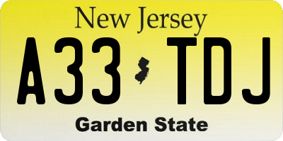 NJ license plate A33TDJ