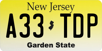 NJ license plate A33TDP