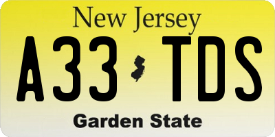 NJ license plate A33TDS