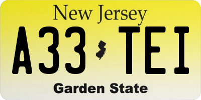 NJ license plate A33TEI