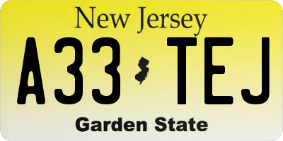 NJ license plate A33TEJ