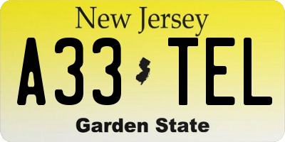 NJ license plate A33TEL