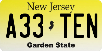 NJ license plate A33TEN