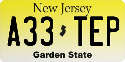 NJ license plate A33TEP