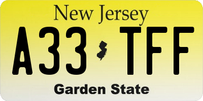 NJ license plate A33TFF