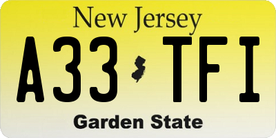 NJ license plate A33TFI