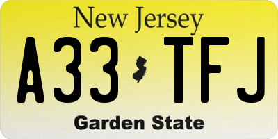 NJ license plate A33TFJ