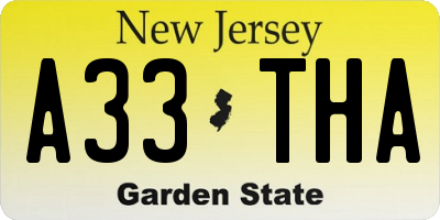 NJ license plate A33THA
