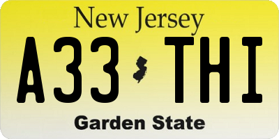 NJ license plate A33THI