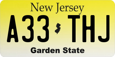 NJ license plate A33THJ