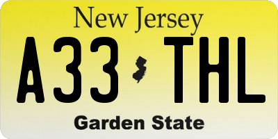 NJ license plate A33THL