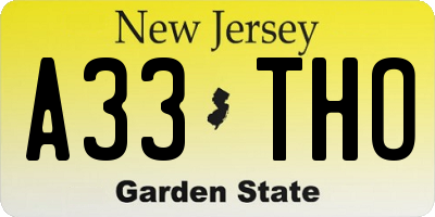 NJ license plate A33THO