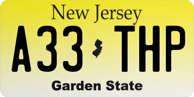 NJ license plate A33THP