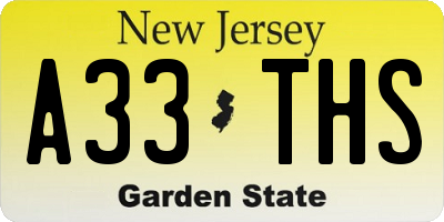 NJ license plate A33THS