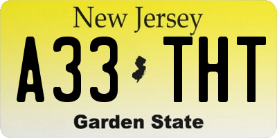 NJ license plate A33THT