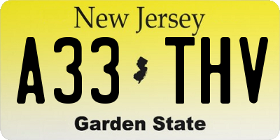 NJ license plate A33THV