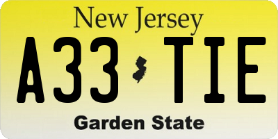 NJ license plate A33TIE