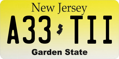 NJ license plate A33TII