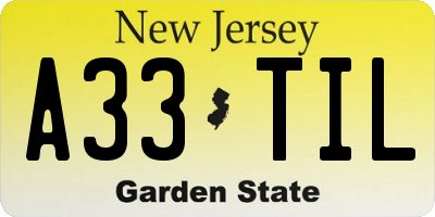 NJ license plate A33TIL