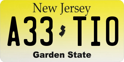 NJ license plate A33TIO