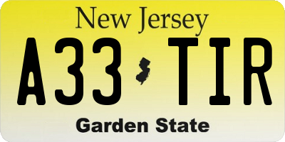 NJ license plate A33TIR