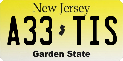 NJ license plate A33TIS