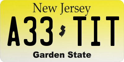 NJ license plate A33TIT